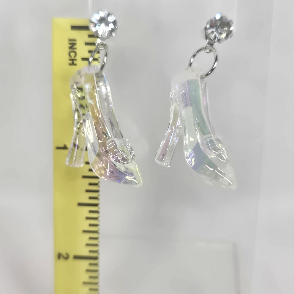 Chic Silver and Iridescent High Heel Earrings